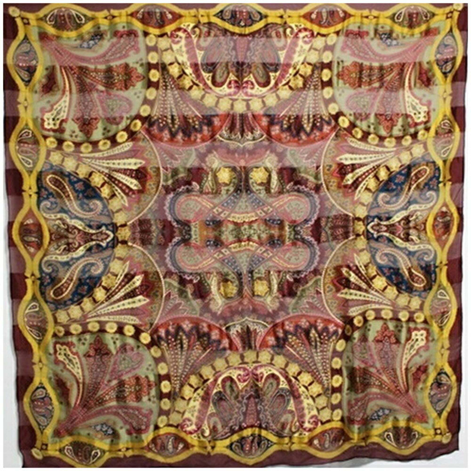 Christian Dior Silk Large Scarf/Muffler In Brown And Khaki For Women